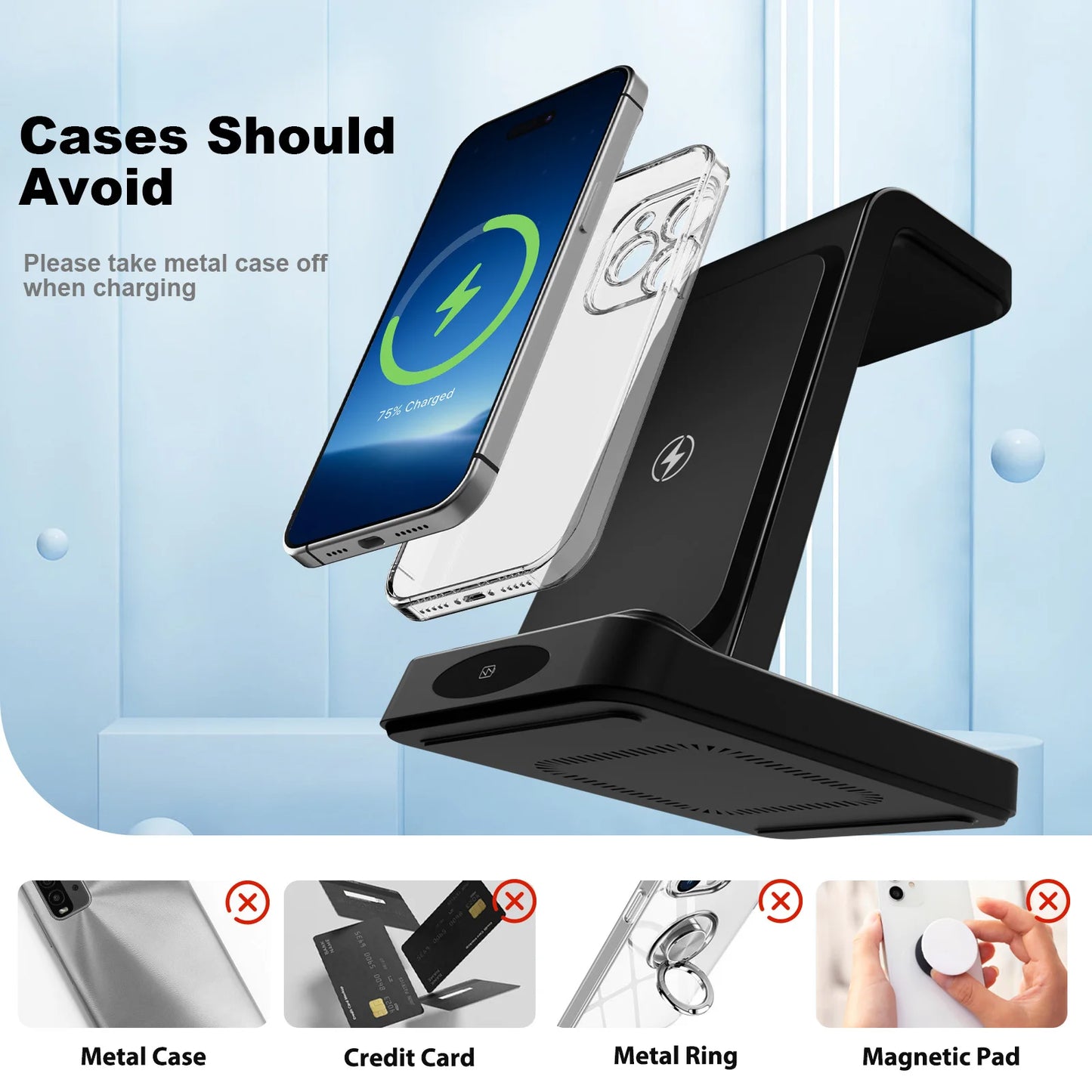 3-in-1 Wireless Charging Station for iPhone, Samsung, Airpods & iwatch
