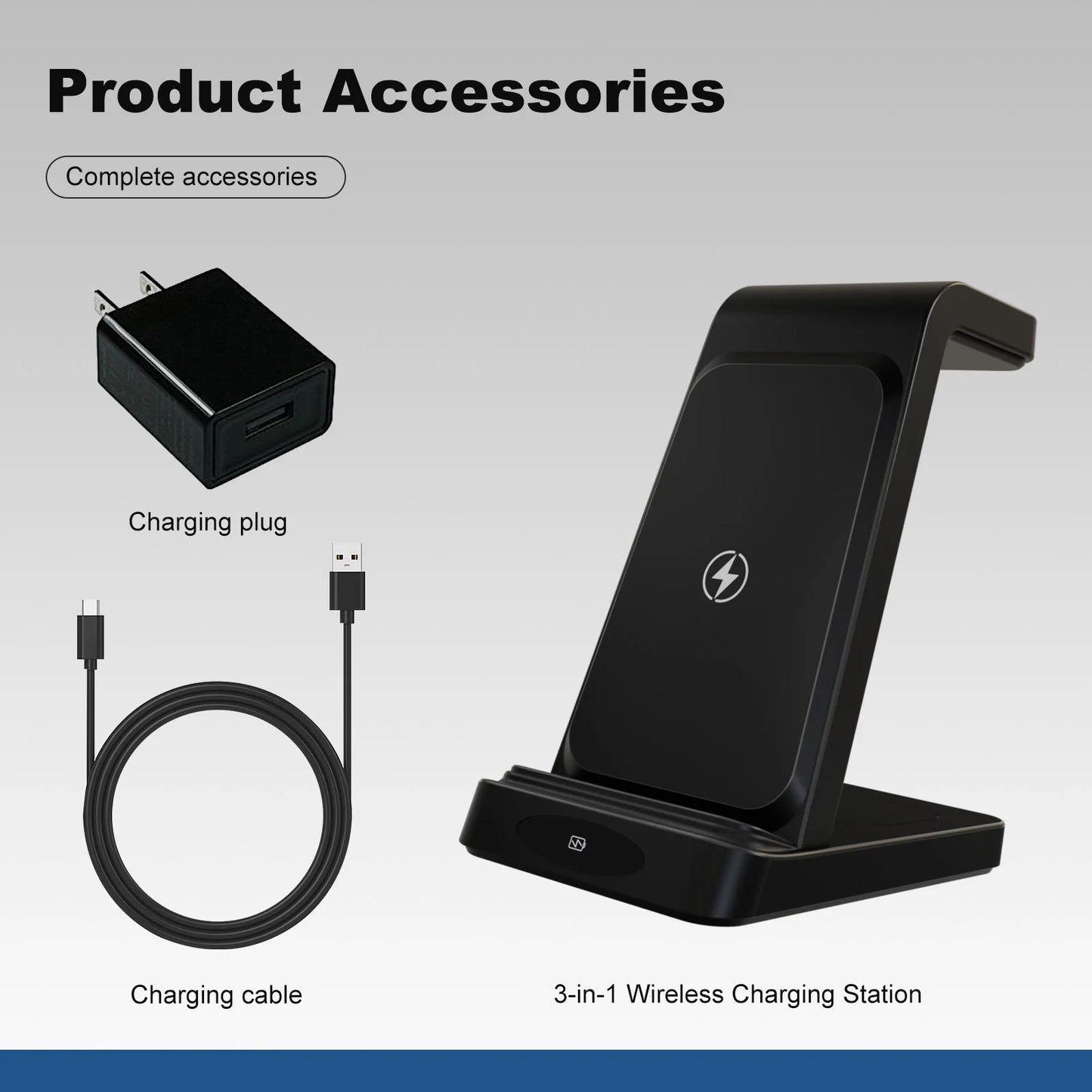 3-in-1 Wireless Charging Station for iPhone, Samsung, Airpods & iwatch