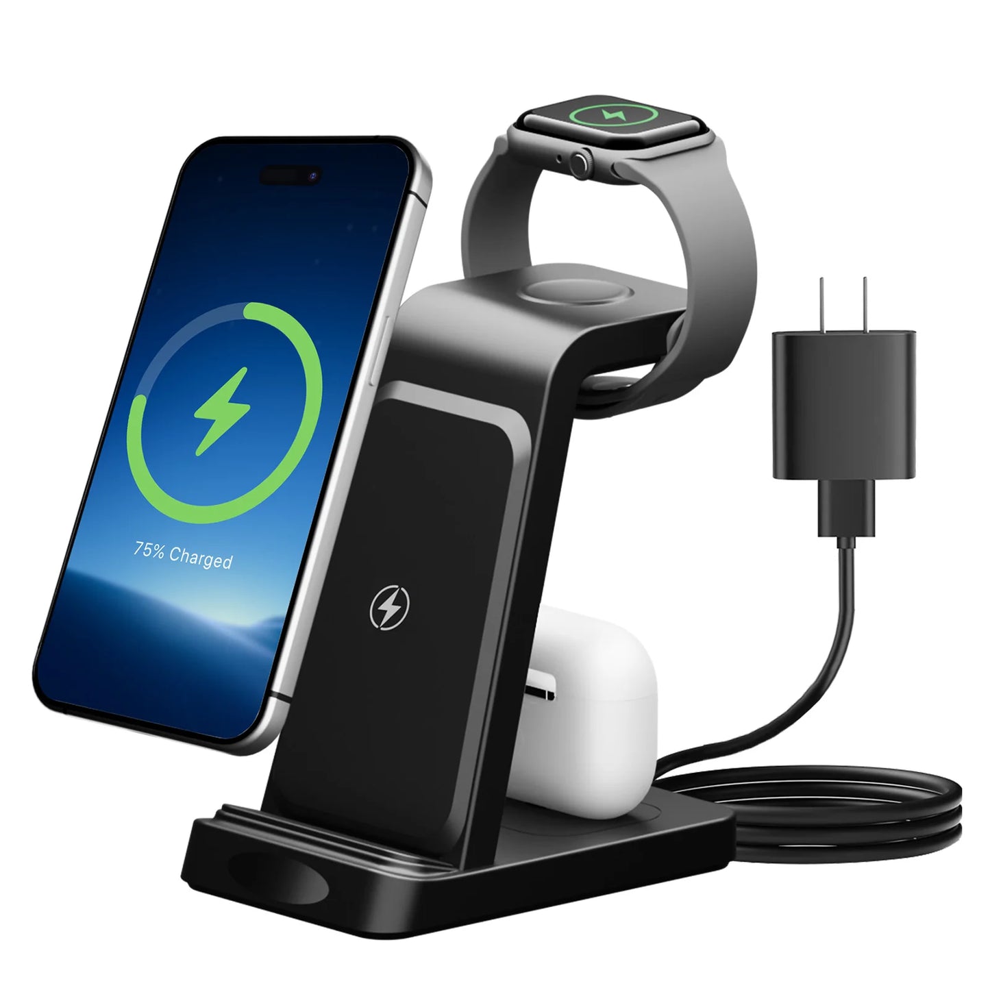 3-in-1 Wireless Charging Station for iPhone, Samsung, Airpods & iwatch