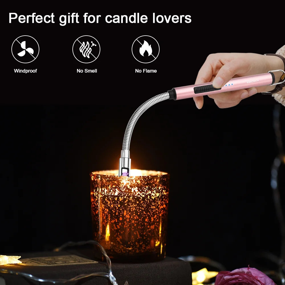 Lighter Candle Lighter Electric Lighter Rechargeable Lighter USB Arc Lighter Plasma for Camping Candle Cooking Bbqs Fireworks