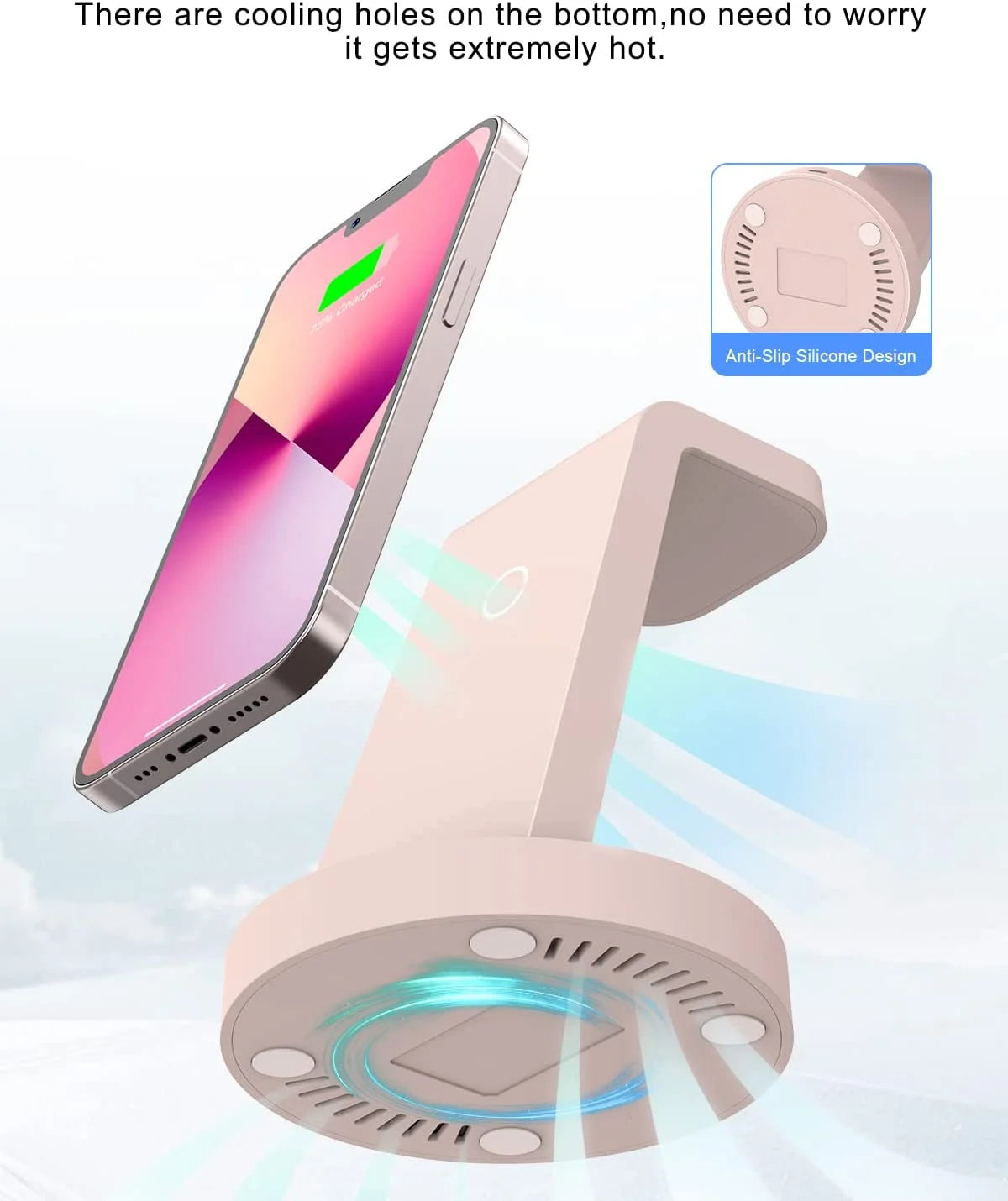 Wireless Charging Station: 3 in 1 Wireless Charger Compatible for Iphone Iwatch Airpods -Pink