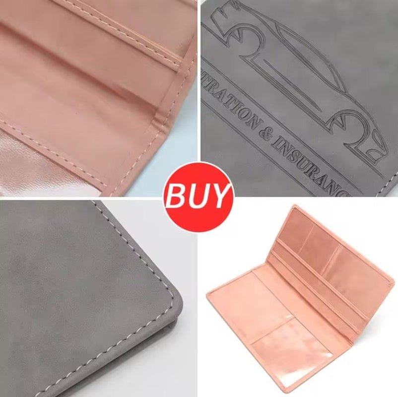 Car Registration and Insurance Holder, Car Organizer Premium Leather Registration and Insurance Card Holder,With Magnetic Shut for Cards, Essential Document, Driver License