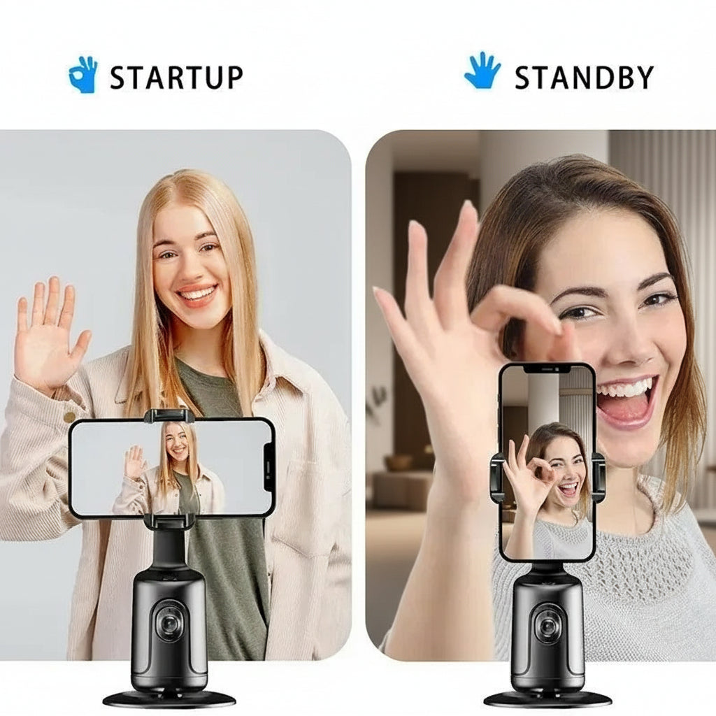 360° Auto Face Tracking AI Smart Gimbal for Smartphones - Stabilizer and Tripod for Video Vlogging and Live Streaming