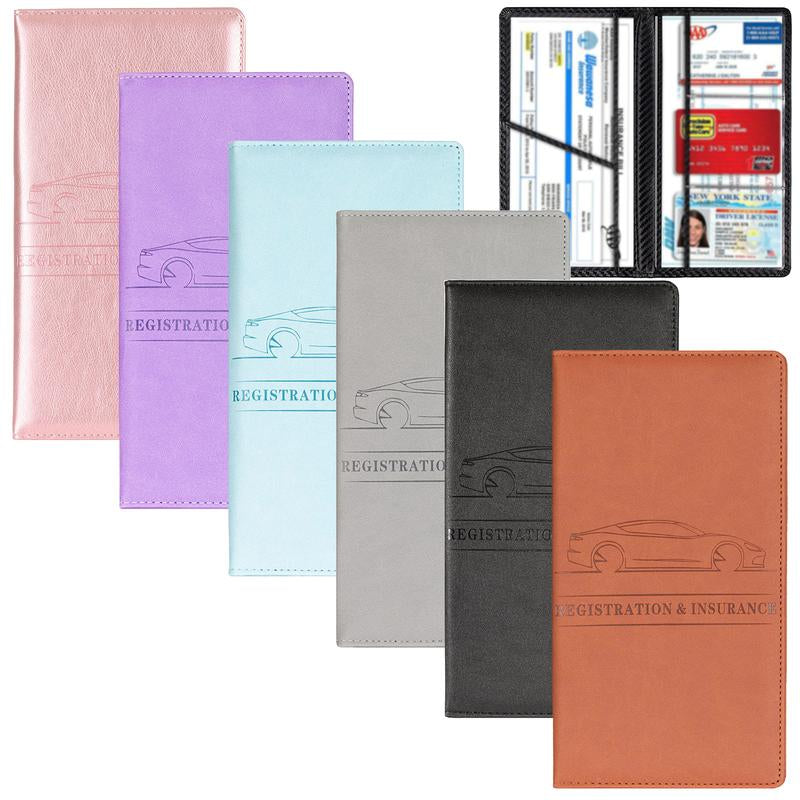 Car Registration and Insurance Holder, Car Organizer Premium Leather Registration and Insurance Card Holder,With Magnetic Shut for Cards, Essential Document, Driver License
