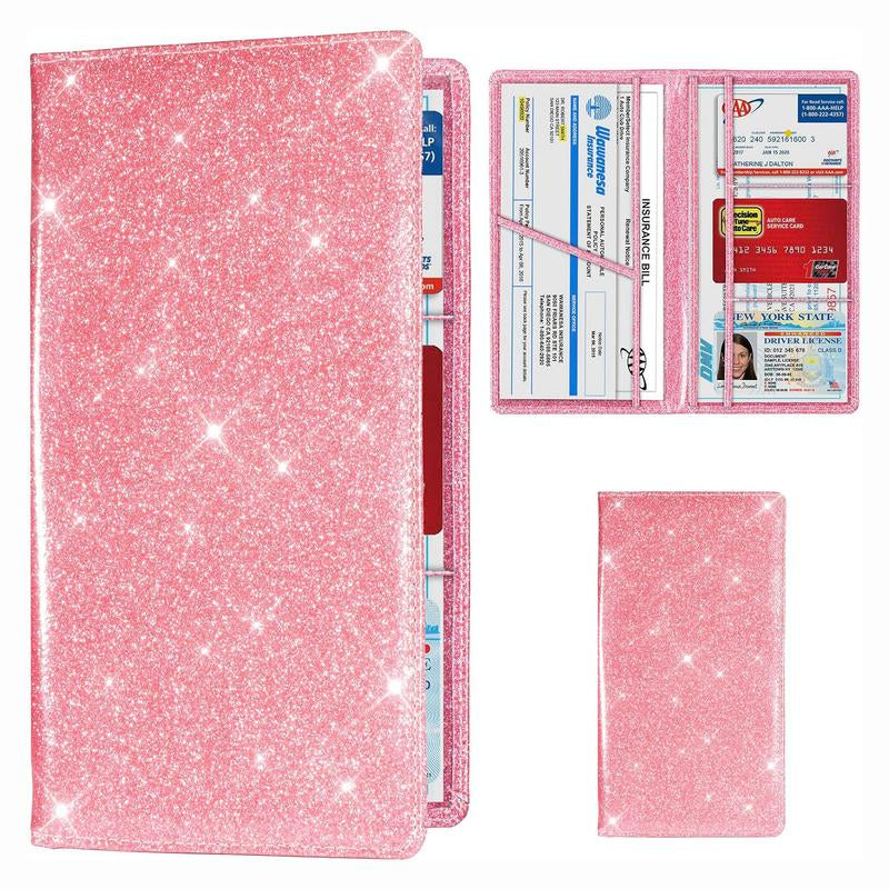 Car Registration and Insurance Holder, Car Organizer Premium Leather Registration and Insurance Card Holder,With Magnetic Shut for Cards, Essential Document, Driver License