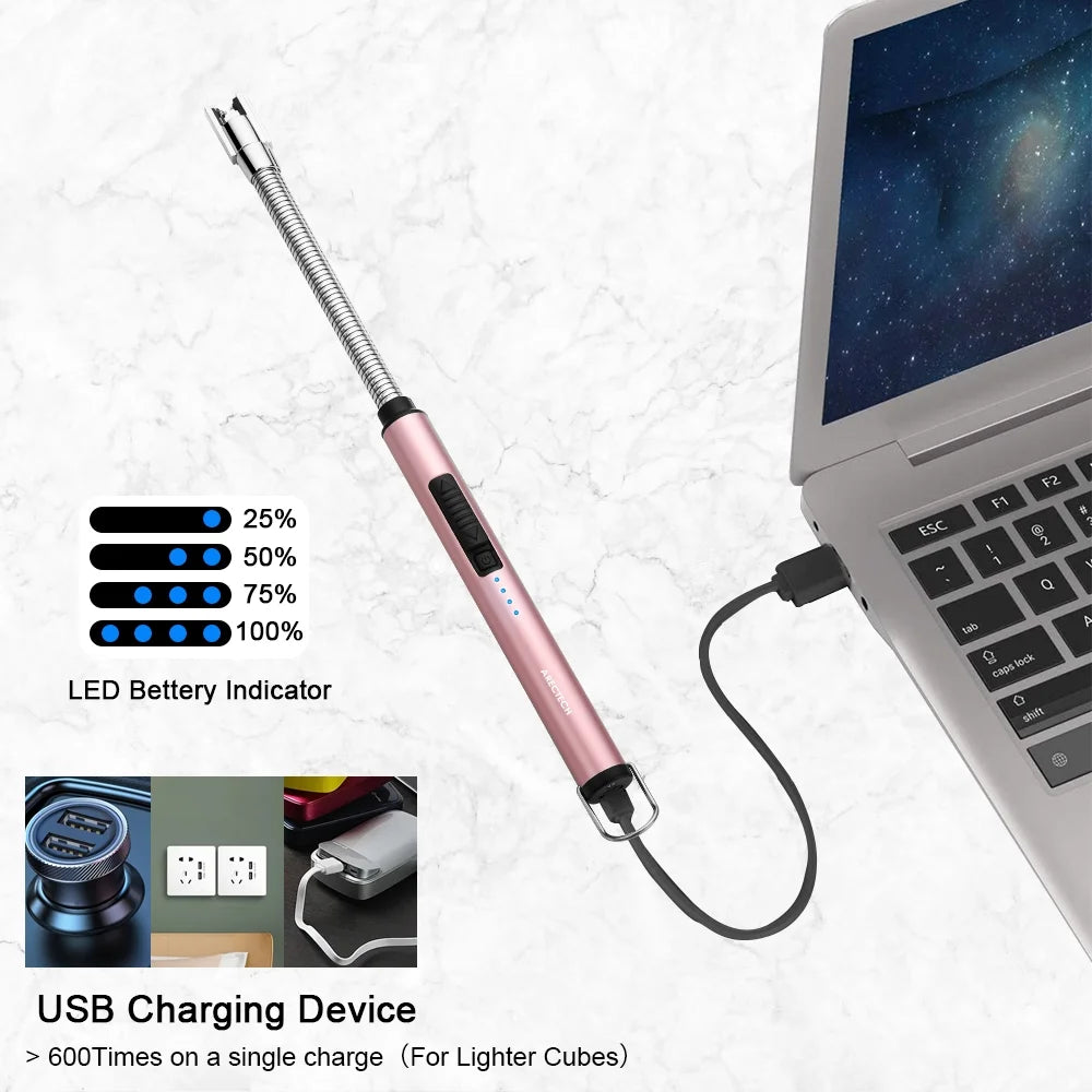Lighter Candle Lighter Electric Lighter Rechargeable Lighter USB Arc Lighter Plasma for Camping Candle Cooking Bbqs Fireworks