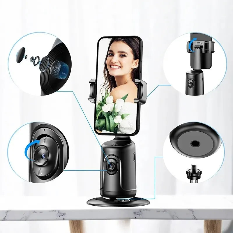360° Auto Face Tracking AI Smart Gimbal for Smartphones - Stabilizer and Tripod for Video Vlogging and Live Streaming