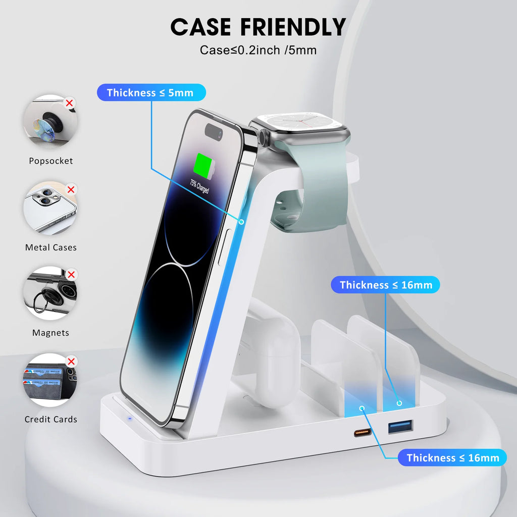 Wireless Charger Compatible for Iphone /Sumsung /Tablets /Ipad /Airpods /Iwatch Series-  5 in 1 Charging Station Compatible for Apple Multiple Devices